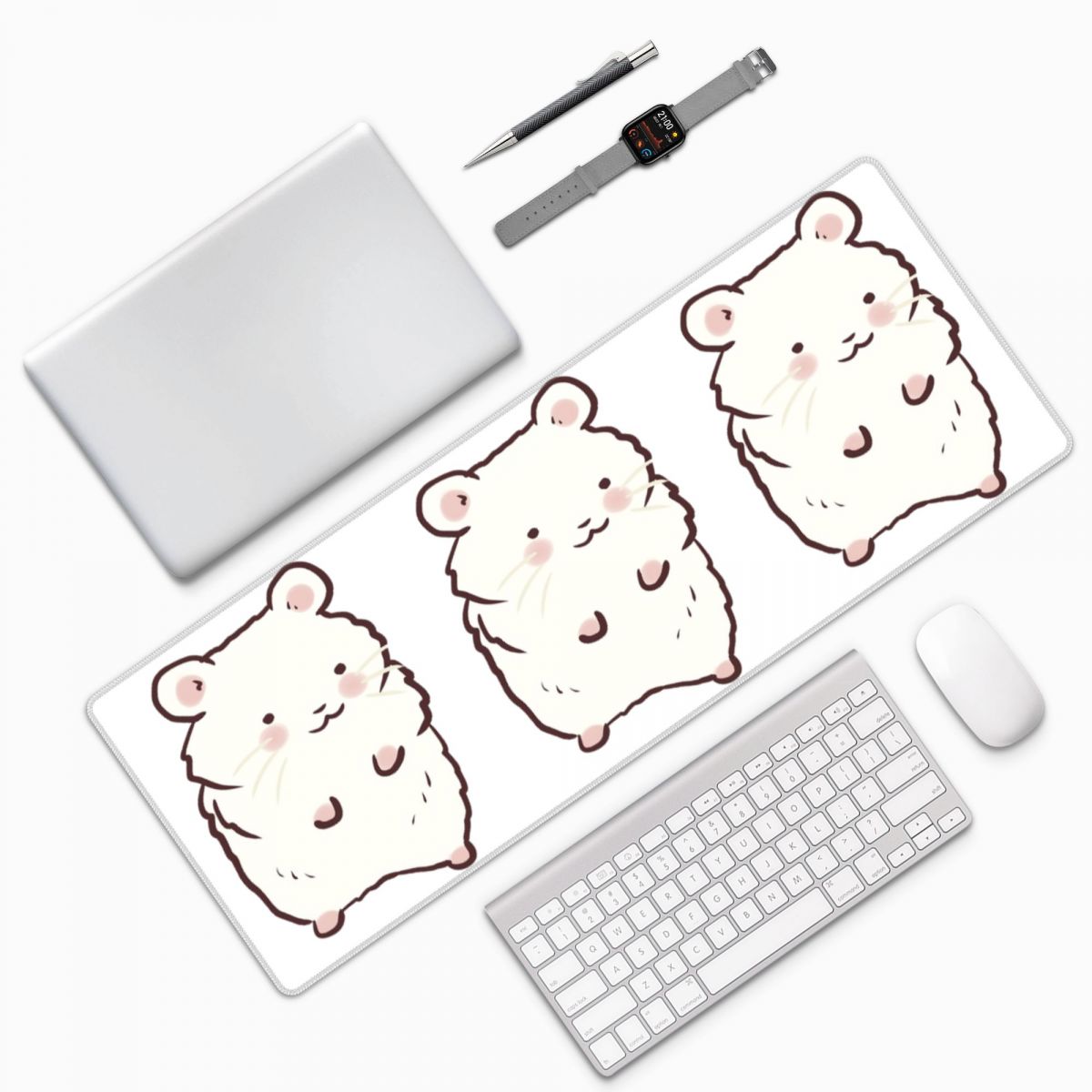 Pc Gaming Drawing - Sevimli Hamster Çizimli Büyük Mouse Pad