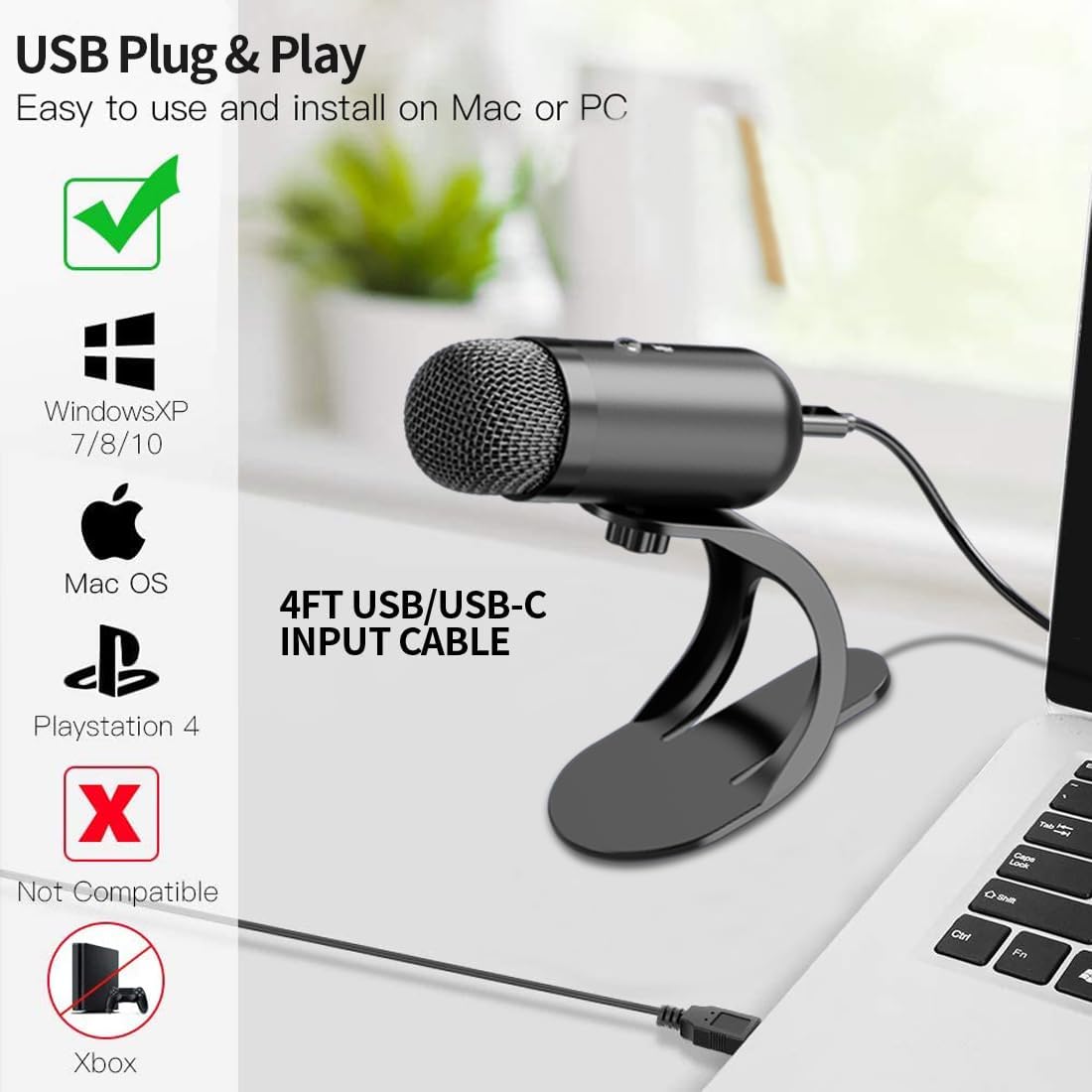 Gaming Microphone - Profesyonel USB Mikrofon Kondenser Konferans Mikrofonu