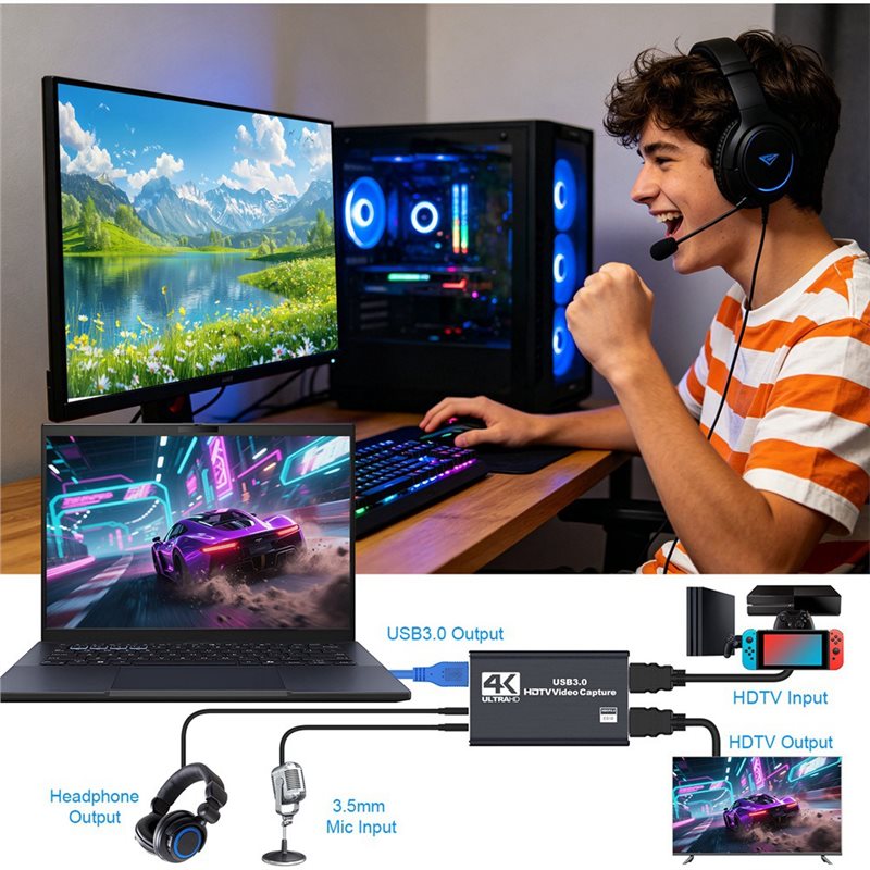 AT82-PC Kaydı İçin Oyun 4K USB - Capture Card Hdmi incelemesi ve fiyatı